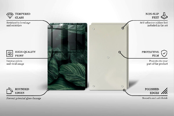 Sklenená doska na krájanie Tmavé listy