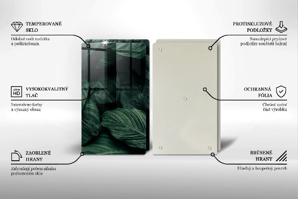 Sklenená doska na krájanie Tmavé listy