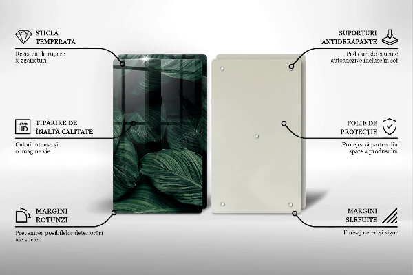 Sklenená doska na krájanie Tmavé listy