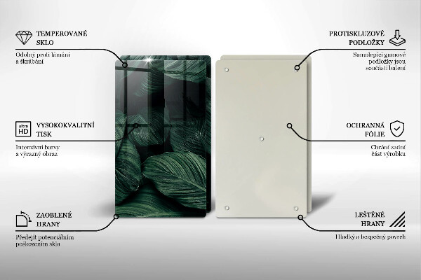 Sklenená doska na krájanie Tmavé listy