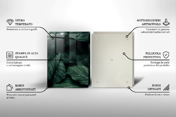 Sklenená doska na krájanie Tmavé listy