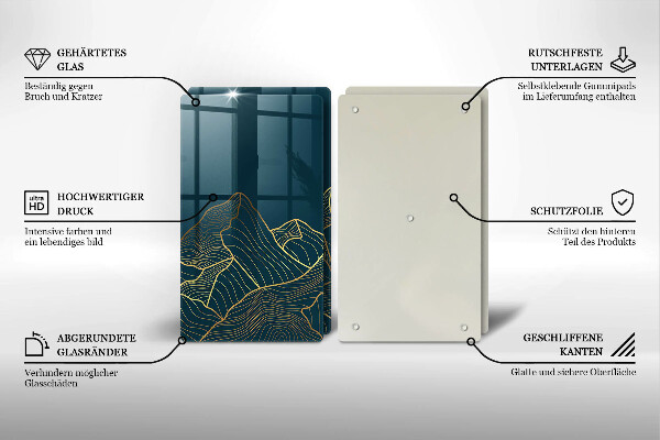 Kuchynská doska veľká zo skla Abstraktné hory