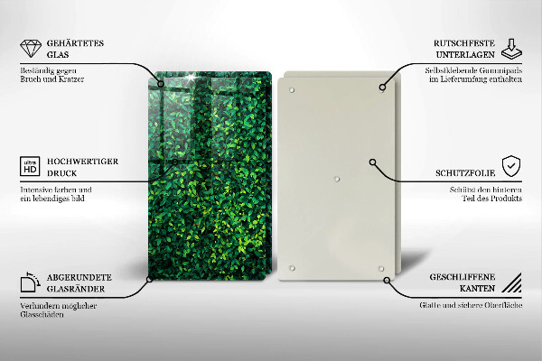 Kuchynská doska veľká zo skla Rastlina s malými listami