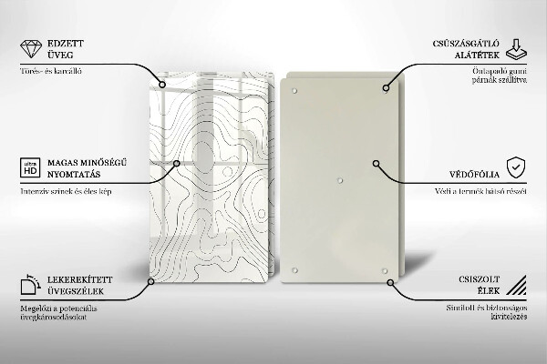 Kuchynská doska veľká zo skla Dizajn čiarového umenia