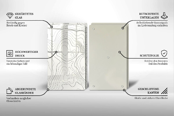 Kuchynská doska veľká zo skla Dizajn čiarového umenia