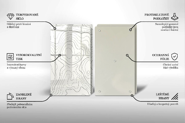 Kuchynská doska veľká zo skla Dizajn čiarového umenia