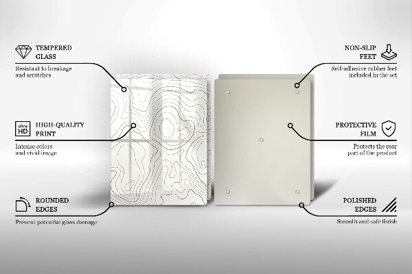 Kuchynská doska veľká zo skla Dizajn čiarového umenia