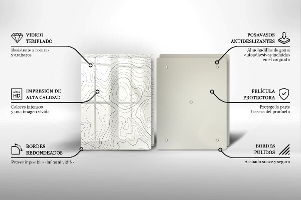 Kuchynská doska veľká zo skla Dizajn čiarového umenia