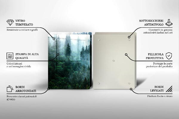 Kuchynská doska veľká zo skla Les v hmle