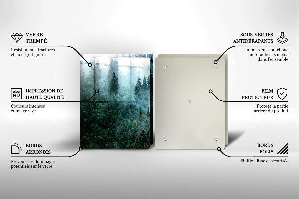 Kuchynská doska veľká zo skla Les v hmle
