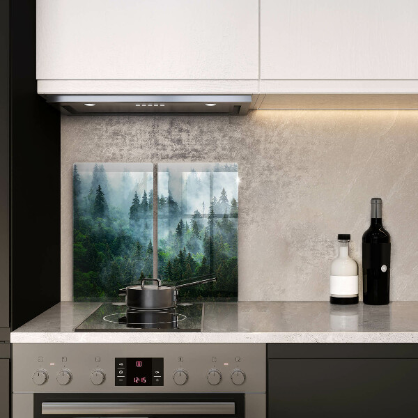 Kuchynská doska veľká zo skla Les v hmle
