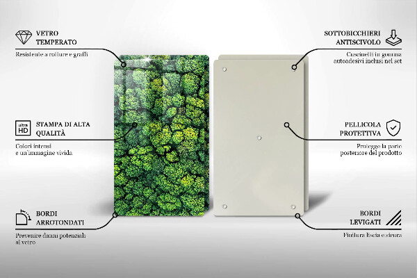Kuchynská doska veľká zo skla Prírodná machová rastlina