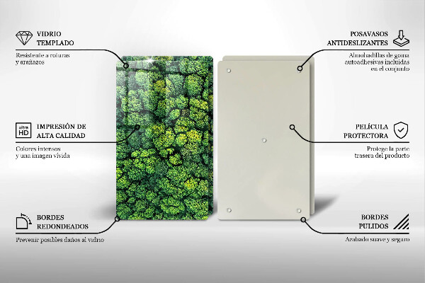 Kuchynská doska veľká zo skla Prírodná machová rastlina