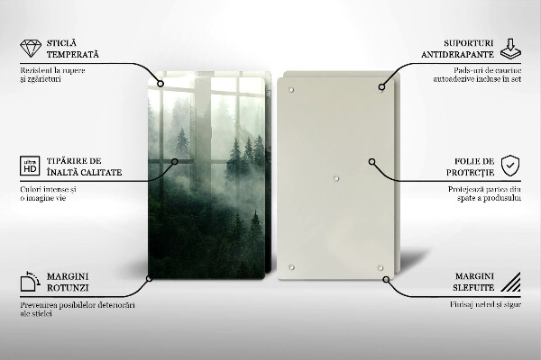 Kuchynská doska veľká zo skla Hmlistá lesná krajina