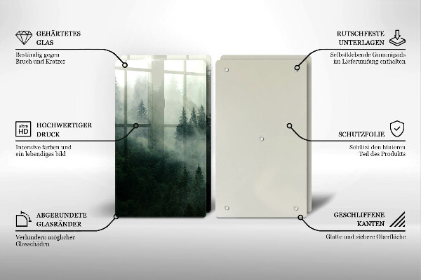 Kuchynská doska veľká zo skla Hmlistá lesná krajina