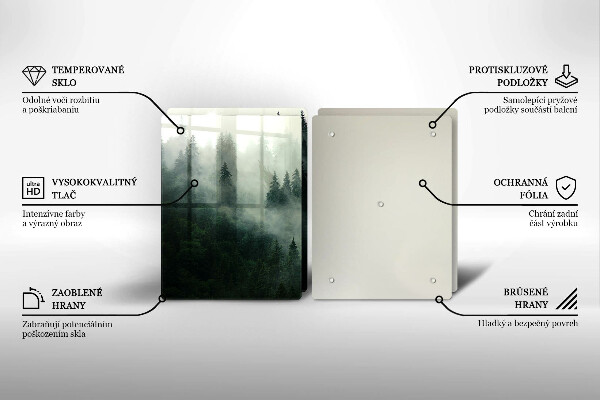 Kuchynská doska veľká zo skla Hmlistá lesná krajina