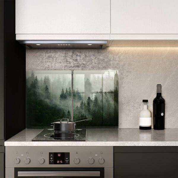 Kuchynská doska veľká zo skla Hmlistá lesná krajina