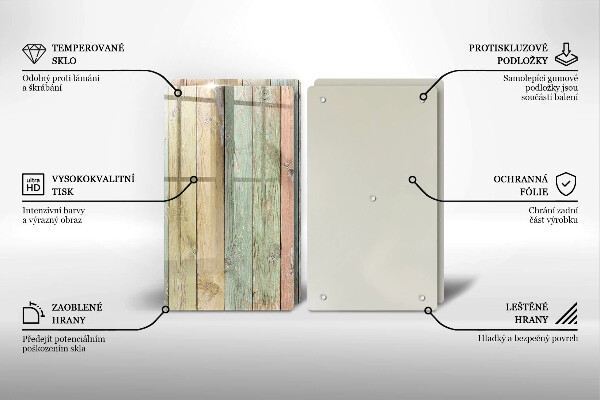 Kuchynská doska veľká zo skla Farebné vintage dosky