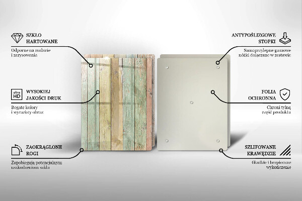 Kuchynská doska veľká zo skla Farebné vintage dosky