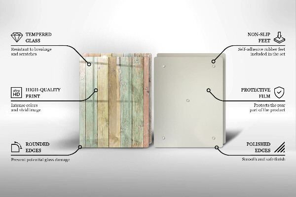 Kuchynská doska veľká zo skla Farebné vintage dosky