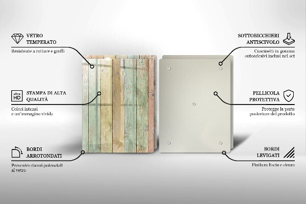 Kuchynská doska veľká zo skla Farebné vintage dosky