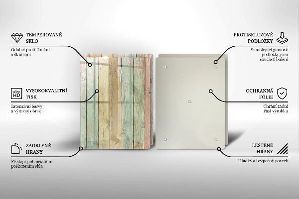 Kuchynská doska veľká zo skla Farebné vintage dosky