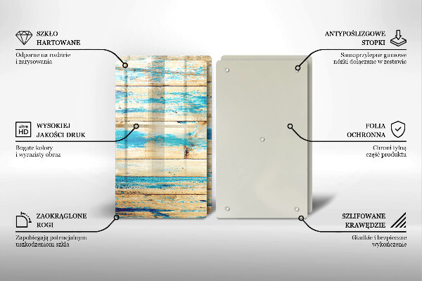 Kuchynská doska veľká zo skla Retro drevené dosky