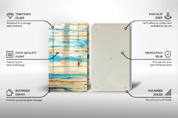 Kuchynská doska veľká zo skla Retro drevené dosky