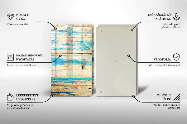 Kuchynská doska veľká zo skla Retro drevené dosky