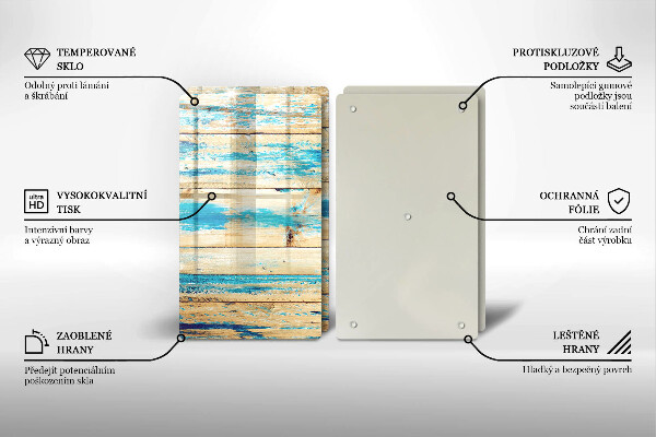 Kuchynská doska veľká zo skla Retro drevené dosky