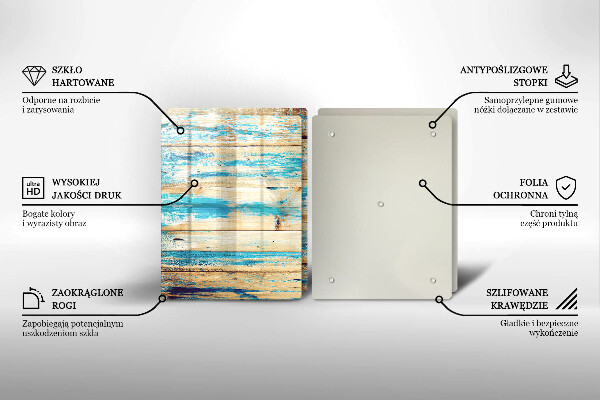 Kuchynská doska veľká zo skla Retro drevené dosky