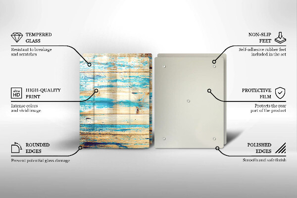 Kuchynská doska veľká zo skla Retro drevené dosky