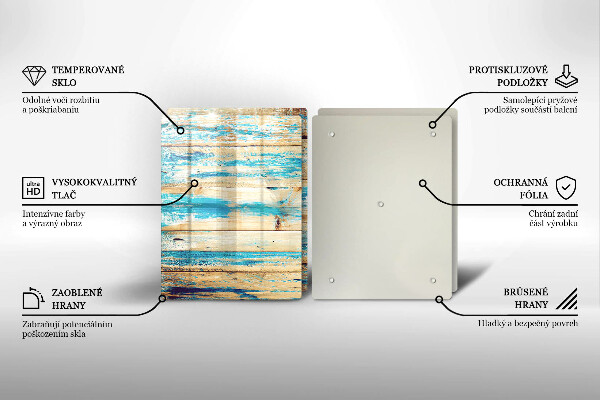 Kuchynská doska veľká zo skla Retro drevené dosky
