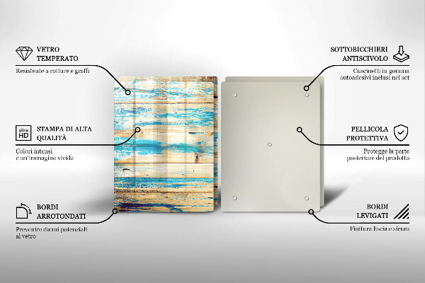 Kuchynská doska veľká zo skla Retro drevené dosky