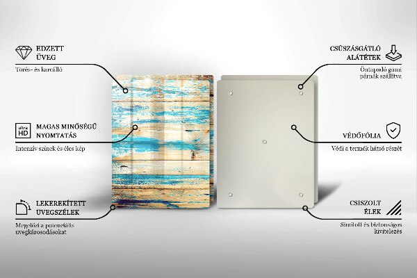 Kuchynská doska veľká zo skla Retro drevené dosky