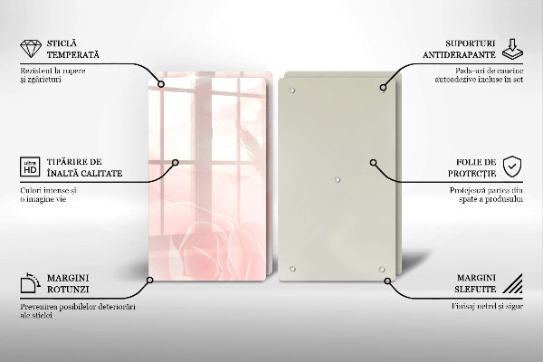 Kuchynská doska veľká zo skla Pozadie pastelových ruží