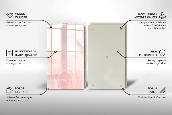 Kuchynská doska veľká zo skla Pozadie pastelových ruží
