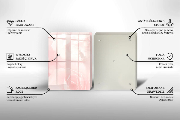 Kuchynská doska veľká zo skla Pozadie pastelových ruží