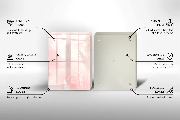 Kuchynská doska veľká zo skla Pozadie pastelových ruží