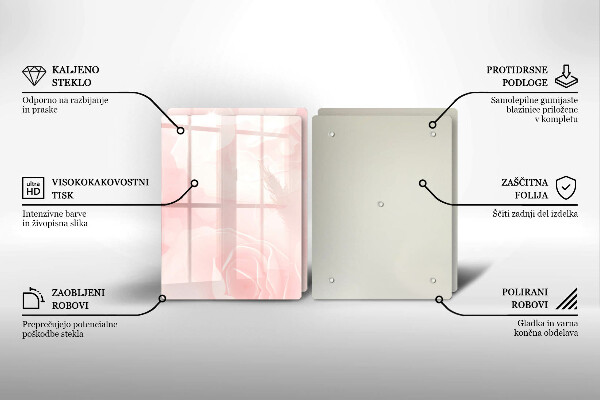 Kuchynská doska veľká zo skla Pozadie pastelových ruží