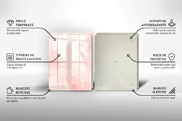 Kuchynská doska veľká zo skla Pozadie pastelových ruží