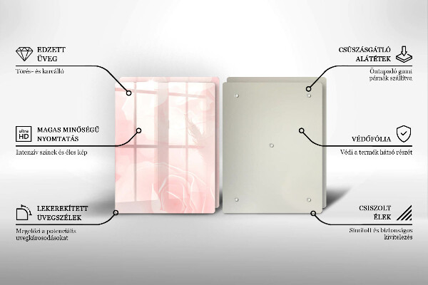 Kuchynská doska veľká zo skla Pozadie pastelových ruží