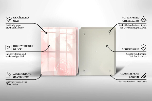 Kuchynská doska veľká zo skla Pozadie pastelových ruží