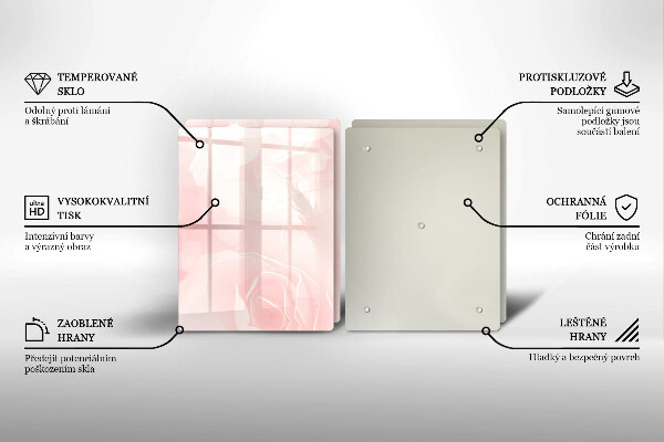 Kuchynská doska veľká zo skla Pozadie pastelových ruží