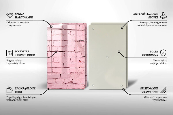 Kuchynská doska veľká zo skla Pastelová tehlová stena