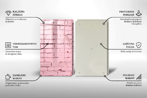 Kuchynská doska veľká zo skla Pastelová tehlová stena