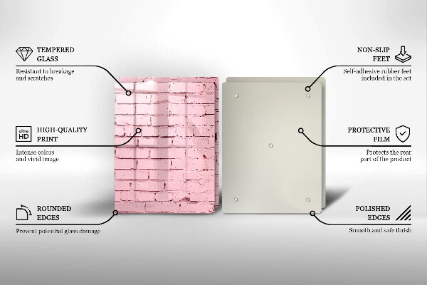 Kuchynská doska veľká zo skla Pastelová tehlová stena