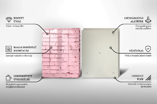 Kuchynská doska veľká zo skla Pastelová tehlová stena