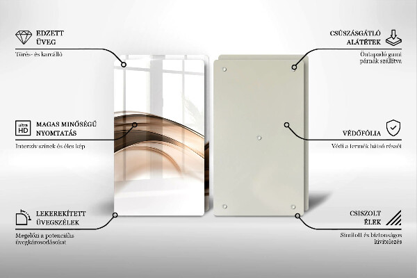 Kuchynská doska veľká zo skla Abstraktné hnedé čiary
