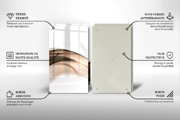 Kuchynská doska veľká zo skla Abstraktné hnedé čiary